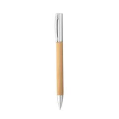 Vue Stylo bille en bambou et ABS avec mécanisme twist - Beal de couleur beige| Krokrodeal