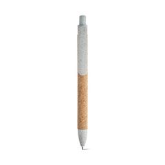 Vue Stylo à bille en liège et Fibre de paille de blé - Goya de couleur bleu| Krokrodeal