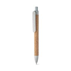 Vue Stylo à bille en liège et Fibre de paille de blé - Goya de couleur bleu| Krokrodeal