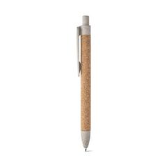 Vue Stylo à bille en liège et Fibre de paille de blé - Goya de couleur beige| Krokrodeal