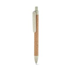 Vue Stylo à bille en liège et Fibre de paille de blé - Goya de couleur vert| Krokrodeal
