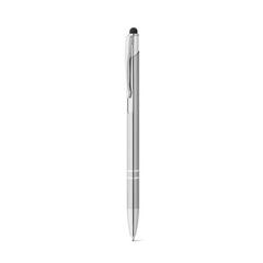 Vue Stylo en aluminium avec pointe tactile et clip - Galba de couleur gris| Krokrodeal