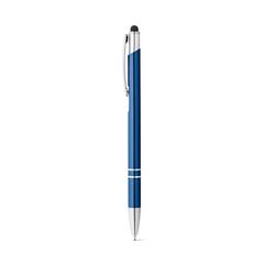 Vue Stylo en aluminium avec pointe tactile et clip - Galba de couleur bleu| Krokrodeal