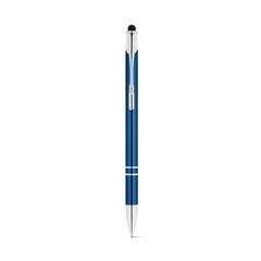 Vue Stylo en aluminium avec pointe tactile et clip - Galba de couleur bleu| Krokrodeal