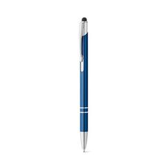 Vue Stylo en aluminium avec pointe tactile et clip - Galba de couleur bleu| Krokrodeal