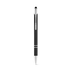 Vue Stylo en aluminium avec pointe tactile et clip - Galba de couleur noir| Krokrodeal