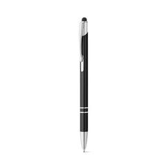 Vue Stylo en aluminium avec pointe tactile et clip - Galba de couleur noir| Krokrodeal