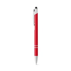 Vue Stylo en aluminium avec pointe tactile et clip - Galba de couleur rouge| Krokrodeal