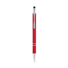 Vue Stylo en aluminium avec pointe tactile et clip - Galba de couleur rouge| Krokrodeal