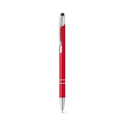Vue Stylo en aluminium avec pointe tactile et clip - Galba de couleur rouge| Krokrodeal