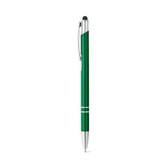 Vue Stylo en aluminium avec pointe tactile et clip - Galba de couleur vert| Krokrodeal