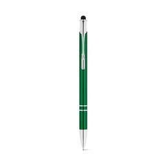 Vue Stylo en aluminium avec pointe tactile et clip - Galba de couleur vert| Krokrodeal