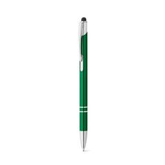 Vue Stylo en aluminium avec pointe tactile et clip - Galba de couleur vert| Krokrodeal