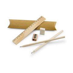 Vue générale Set scolaire : règle, crayon, gomme et taille-crayon - Rhombus | Krokrodeal