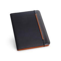 Vue Porte-documents A4 en PU et 800D avec bloc-notes ligné - Fitzgerald de couleur orange| Krokrodeal