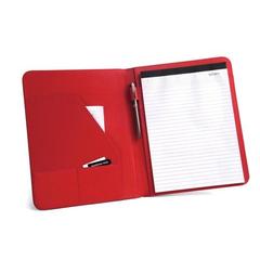 Vue Porte-documents A4 en PU et 800D avec bloc-notes ligné - Fitzgerald de couleur rouge| Krokrodeal