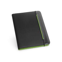 Vue Porte-documents A4 en PU et 800D avec bloc-notes ligné - Fitzgerald de couleur vert| Krokrodeal