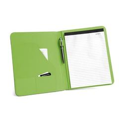 Vue Porte-documents A4 en PU et 800D avec bloc-notes ligné - Fitzgerald de couleur vert| Krokrodeal