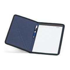 Vue Porte-documents A4 en 600D avec bloc de feuilles lignées - Cussler de couleur bleu| Krokrodeal