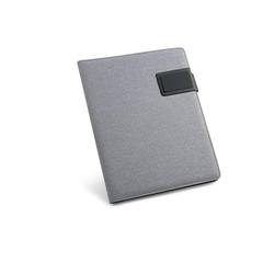 Vue PYNCHON. Porte-documents A5 en simili lin et PU. Feuilles lignées de couleur gris| Krokrodeal