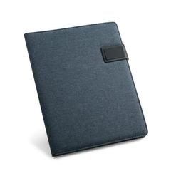 Vue RIORDAN. Porte-documents A4 A4 en simili lin et PU. Feuilles lignées de couleur bleu| Krokrodeal