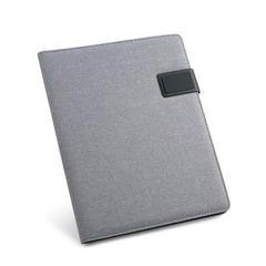 Vue RIORDAN. Porte-documents A4 A4 en simili lin et PU. Feuilles lignées de couleur gris| Krokrodeal