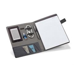 Vue RIORDAN. Porte-documents A4 A4 en simili lin et PU. Feuilles lignées de couleur gris| Krokrodeal