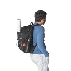 Vue Sac à dos ordinateur 15'6" en PET (100% rPET) 300D et PET (100% rPET) - Delfos backpack de couleur noir| Krokrodeal
