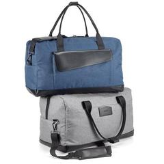 Vue Sac de voyage en polyester cationique 600D et en simili cuir - Motion bag de couleur bleu| Krokrodeal