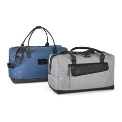 Vue Sac de voyage en polyester cationique 600D et en simili cuir - Motion bag de couleur bleu| Krokrodeal