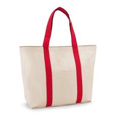 Vue Sac en toile 100% coton avec poche frontale et intérieure (280 g/m²) - Ville de couleur rouge| Krokrodeal