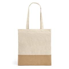 Sac 100% coton (160 g/m²) avec détails en imitation jute - Mercat publicitaire pas cher