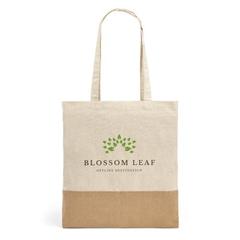 Vue Sac 100% coton (160 g/m²) avec détails en imitation jute - Mercat de couleur beige| Krokrodeal