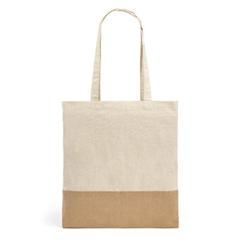 Vue Sac 100% coton (160 g/m²) avec détails en imitation jute - Mercat de couleur beige| Krokrodeal