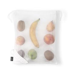 Vue Sac pliant en rPET avec pochette en rPET 190T - Bolzano de couleur blanc| Krokrodeal