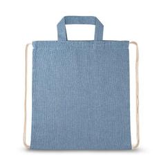 Vue Sac à dos en coton recyclé (140 g/m²) - Rissani de couleur bleu| Krokrodeal