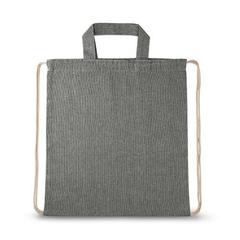 Vue Sac à dos en coton recyclé (140 g/m²) - Rissani de couleur noir| Krokrodeal