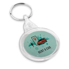 Vue Porte-clés PS transparent en forme circulaire - Boling de couleur translucide| Krokrodeal
