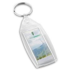 Vue Porte-clés PS transparent en forme rectangulaire - Belair de couleur translucide| Krokrodeal