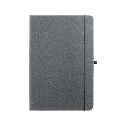 Vue Bloc-notes A5 en 75% cuir recyclé avec pages lignées - Matisse de couleur noir| Krokrodeal