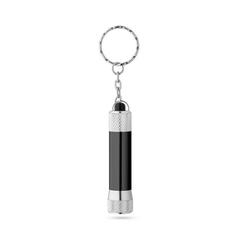 Vue Porte-clés en aluminium avec lampe de poche 3 LED - Lergan de couleur noir| Krokrodeal