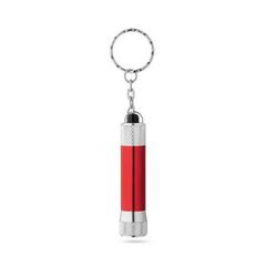 Vue Porte-clés en aluminium avec lampe de poche 3 LED - Lergan de couleur rouge| Krokrodeal