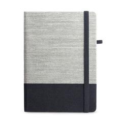 Vue Bloc-notes A5 en fibre de paille et toile de coton - Rousseau de couleur noir| Krokrodeal