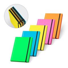 Vue générale WATTERS. Bloc-notes A5 en PU fluorescent. Feuilles lignées | Krokrodeal