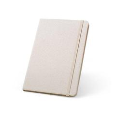 Vue Bloc-notes de notes A5 en 50% rPET avec pages lignées - Boyd de couleur beige| Krokrodeal