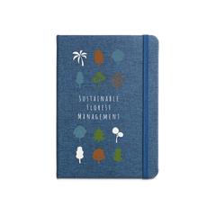Vue Bloc-notes de notes A5 en 50% rPET avec pages lignées - Boyd de couleur bleu| Krokrodeal
