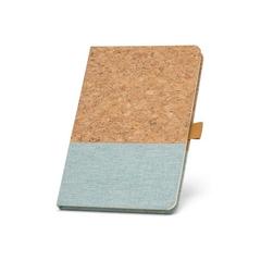 Vue Bloc-notes A5 en liège et lin avec pages lignées - Klee de couleur bleu| Krokrodeal