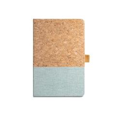 Vue Bloc-notes A5 en liège et lin avec pages lignées - Klee de couleur bleu| Krokrodeal