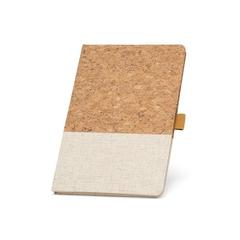 Vue Bloc-notes A5 en liège et lin avec pages lignées - Klee de couleur beige| Krokrodeal