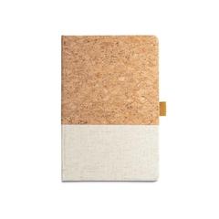 Vue Bloc-notes A5 en liège et lin avec pages lignées - Klee de couleur beige| Krokrodeal